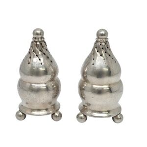 Georg Jensen Denmark Sterling Silver Salt and Pepper Shakers 410 w/Mono #21183